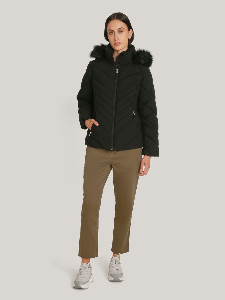 Parka Acolchada Con Gorro Teddy Negro Tommy Hilfiger-1