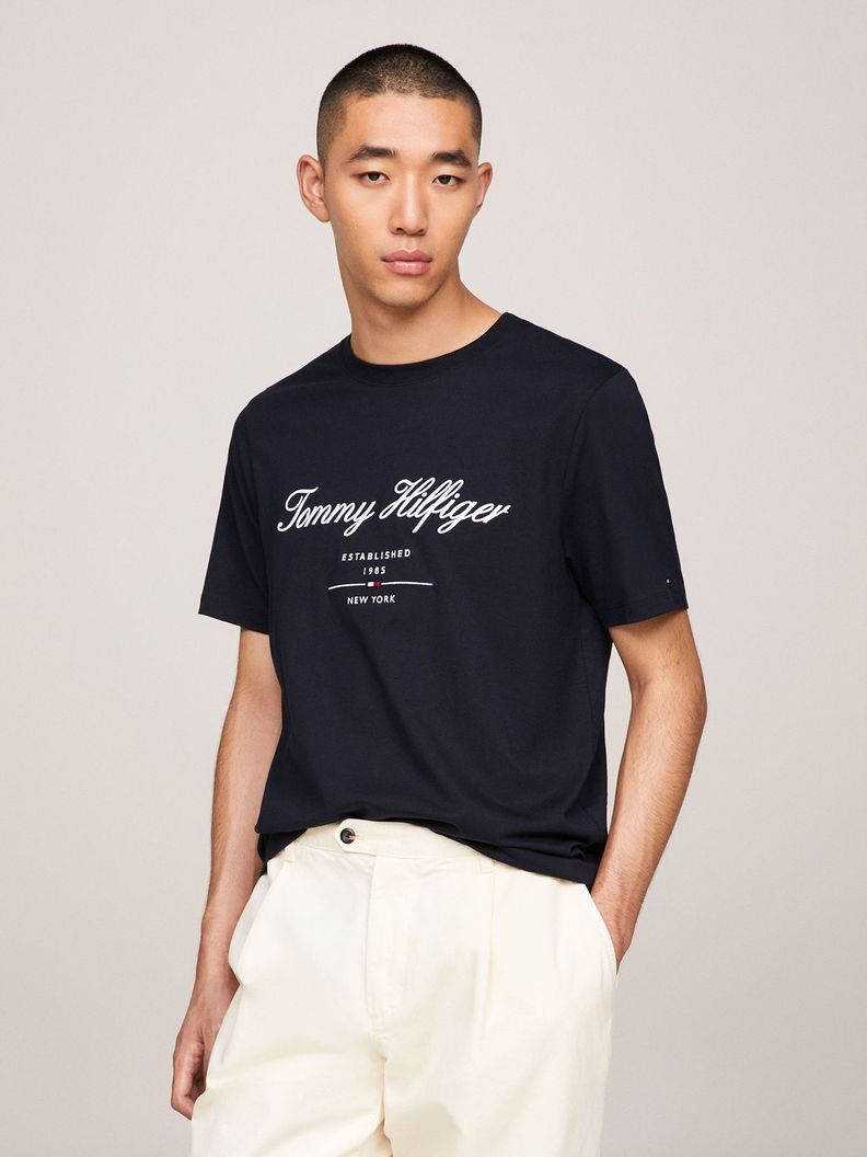 Polera Con Script Logo Azul Tommy Hilfiger-0