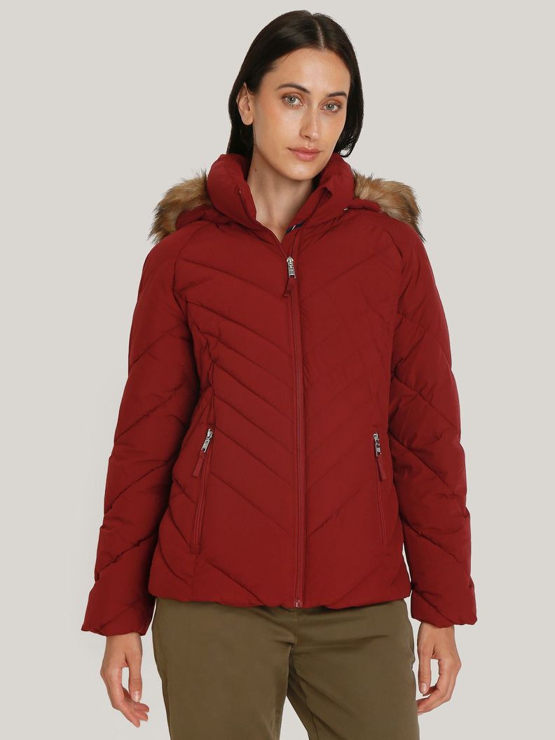 Parka Acolchada Con Gorro Teddy Rojo Tommy Hilfiger-0
