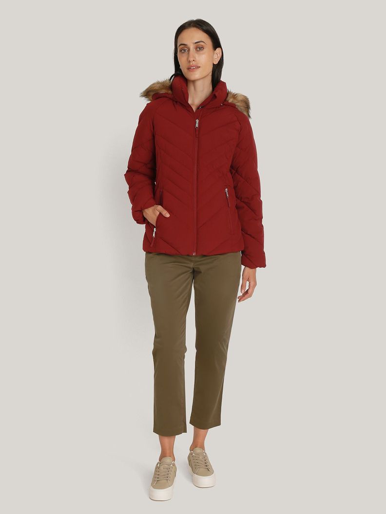 Parka Acolchada Con Gorro Teddy Rojo Tommy Hilfiger-1