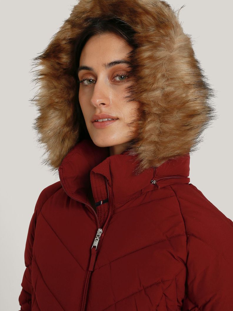 Parka Acolchada Con Gorro Teddy Rojo Tommy Hilfiger-3