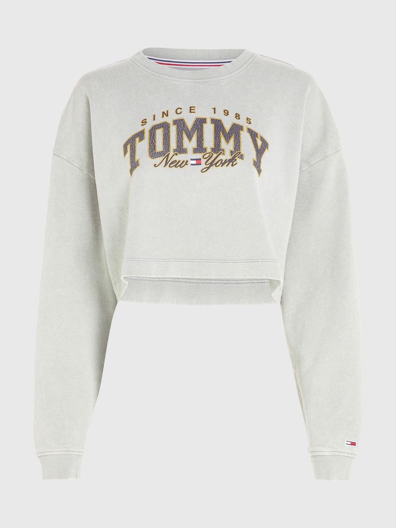 Polerón College Cropped Gris Tommy Jeans-4
