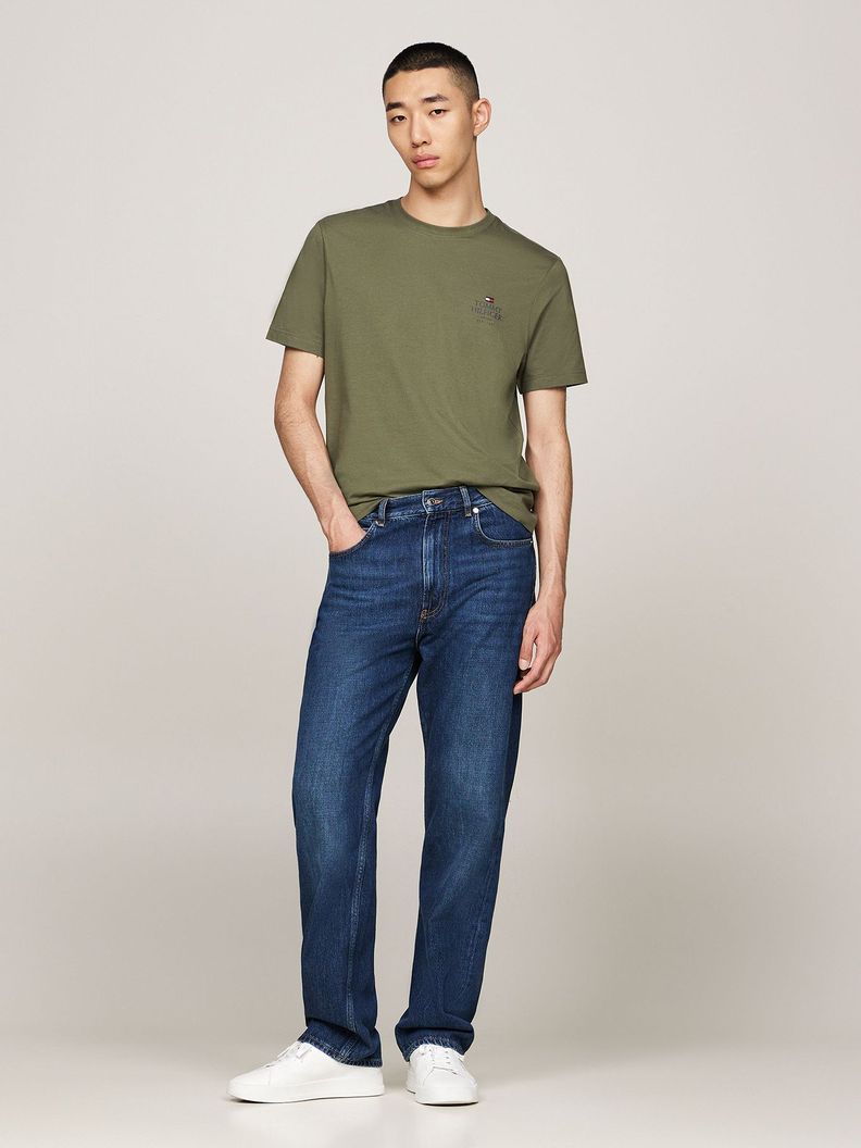Polera De Cuello Redondo Con Logo Verde Tommy Hilfiger-1