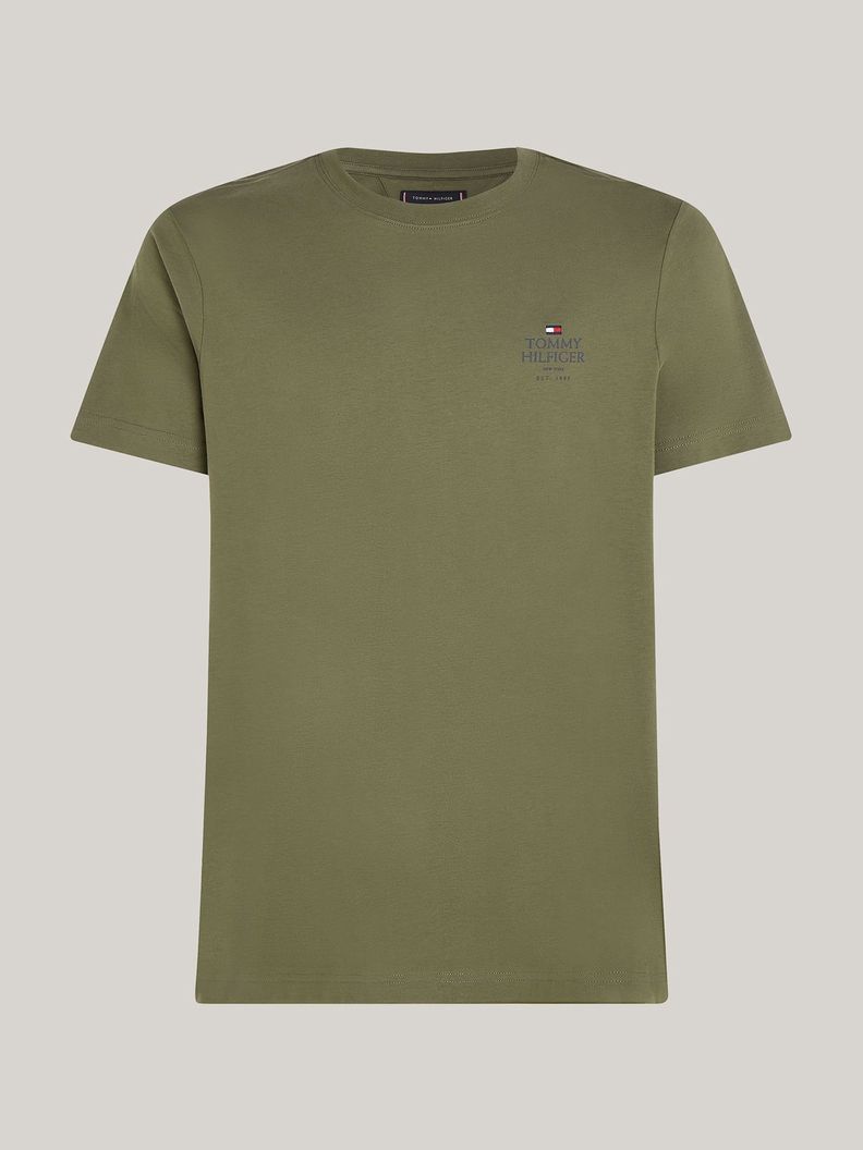 Polera De Cuello Redondo Con Logo Verde Tommy Hilfiger-4
