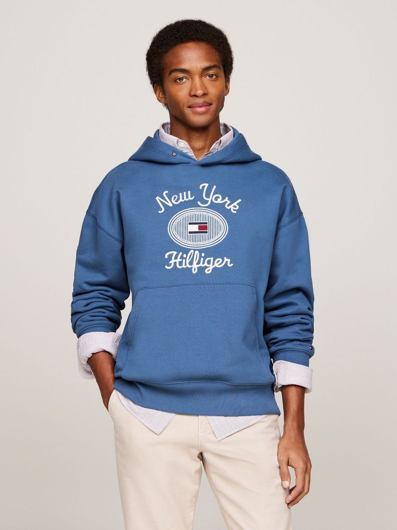 Polerón Hoodie Con Logo Bordado Azul Tommy Hilfiger-0