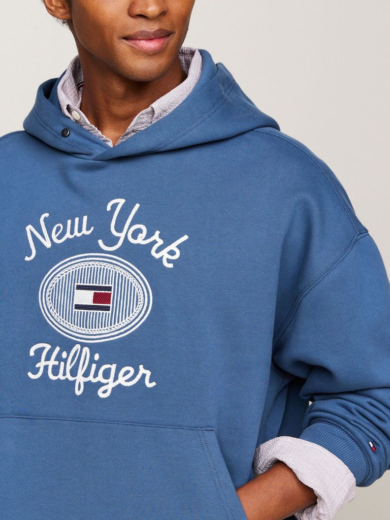 Polerón Hoodie Con Logo Bordado Azul Tommy Hilfiger-3