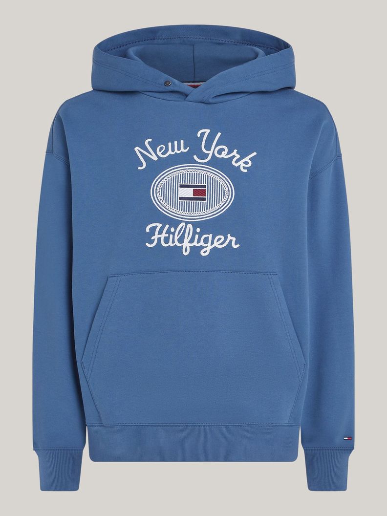 Polerón Hoodie Con Logo Bordado Azul Tommy Hilfiger-4