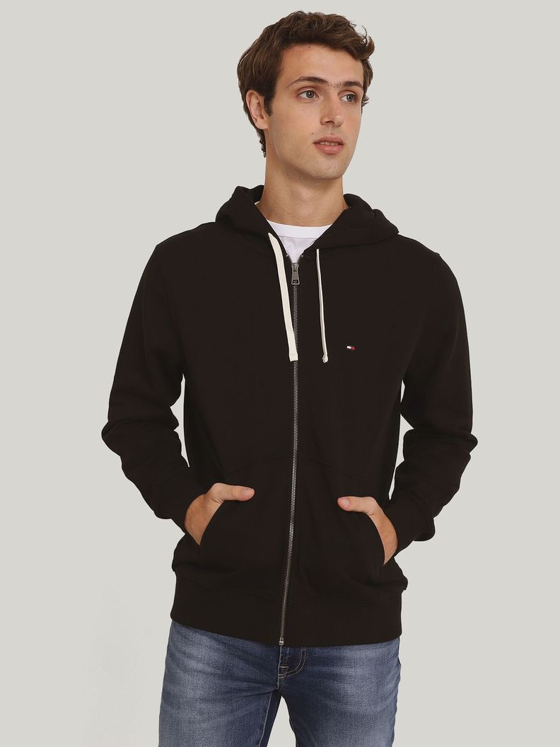 Polerón Hoodie Solic y Cremallera Negro Tommy Hilfiger-0