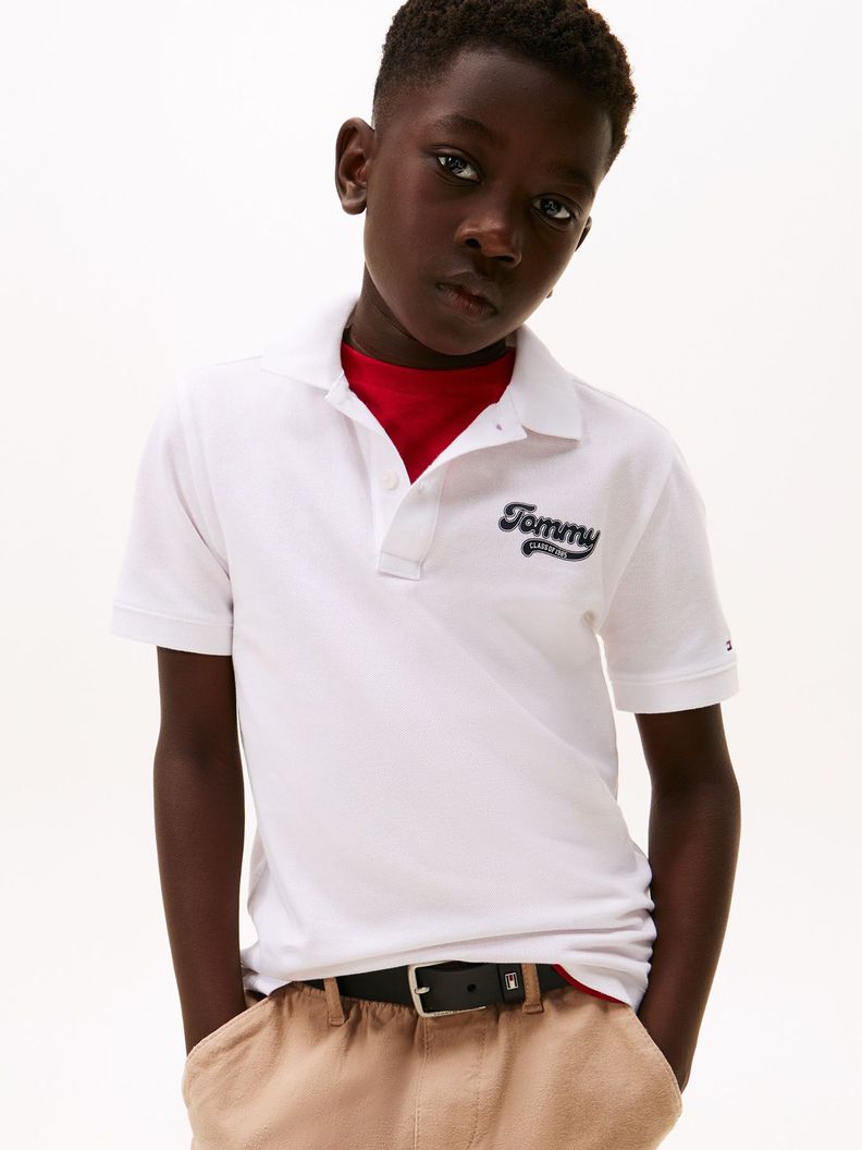 Polo Varsity Con Logo Grafico De Nino