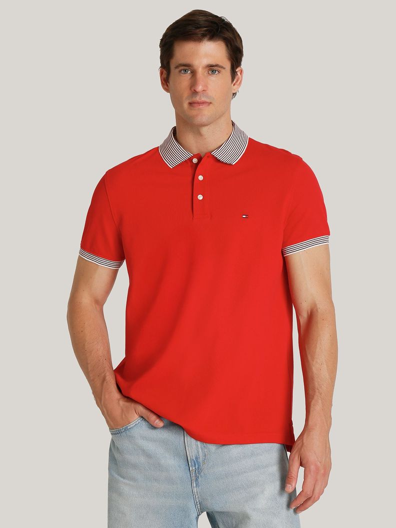 Polo Con Rayas Regular Fit Rojo Tommy Hilfiger-0