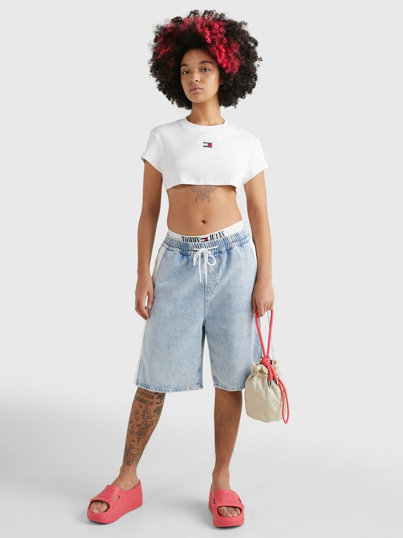 Polera Super Cropped Logo Invertido Blanco Tommy Jeans-1