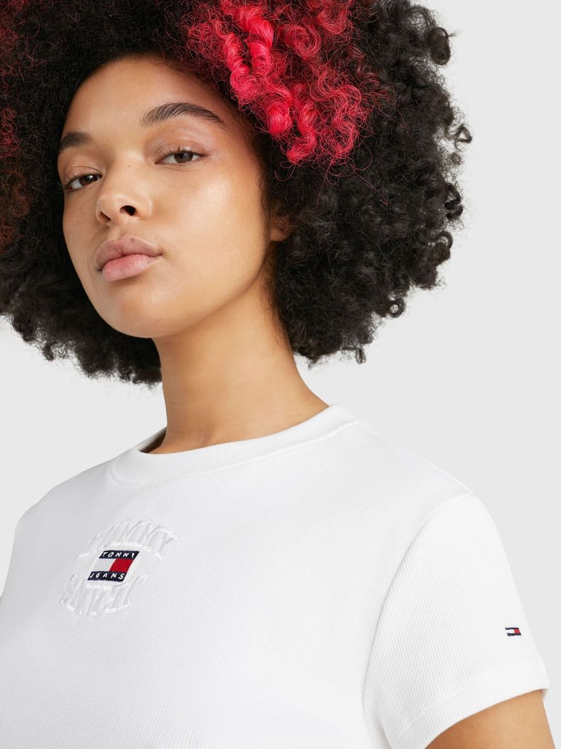 Polera Super Cropped Logo Invertido Blanco Tommy Jeans-3