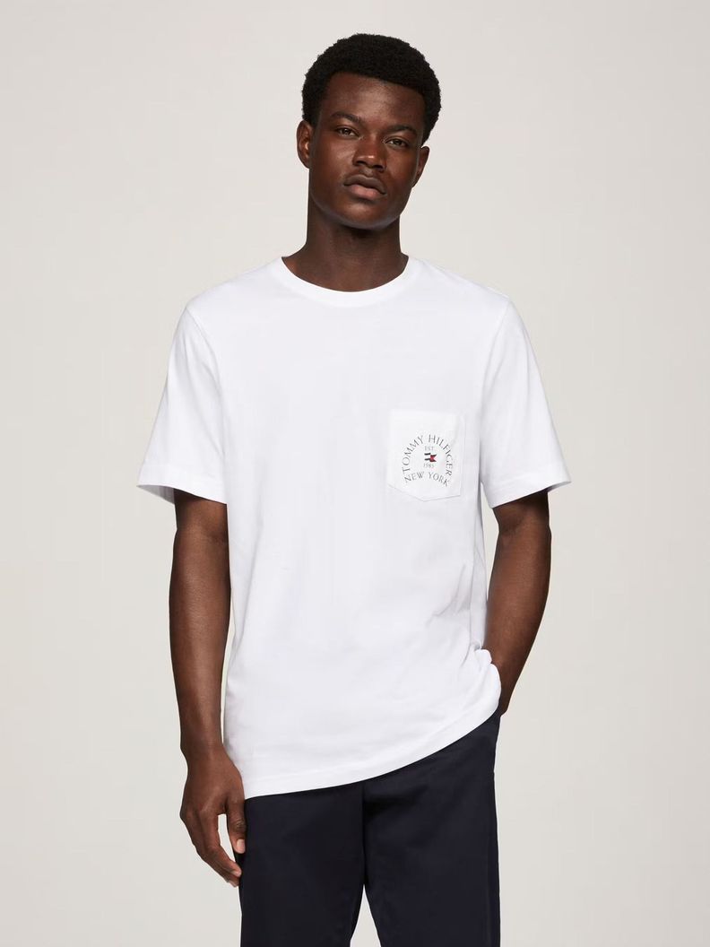 Polera Bolsillo Y Logo Arqueado Blanco Tommy Hilfiger-0
