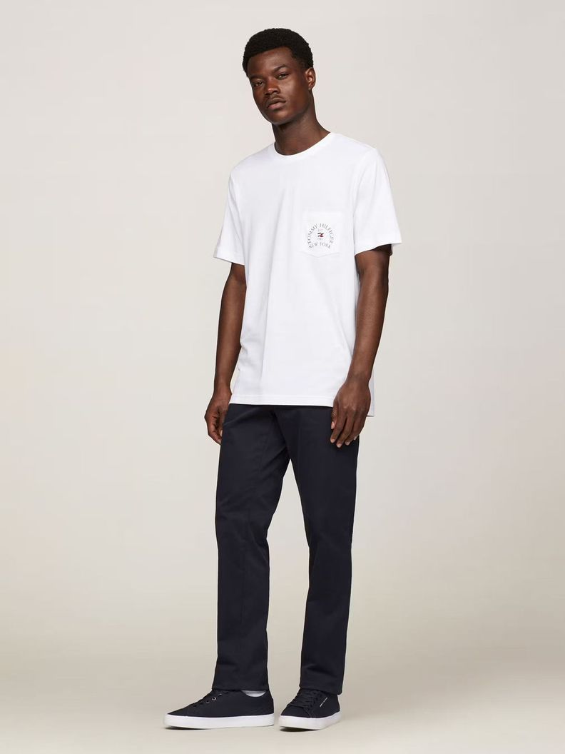 Polera Bolsillo Y Logo Arqueado Blanco Tommy Hilfiger-1