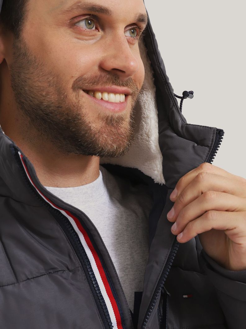 Parka Hoodie Quilted Con Logo Gris Tommy Hilfiger-4