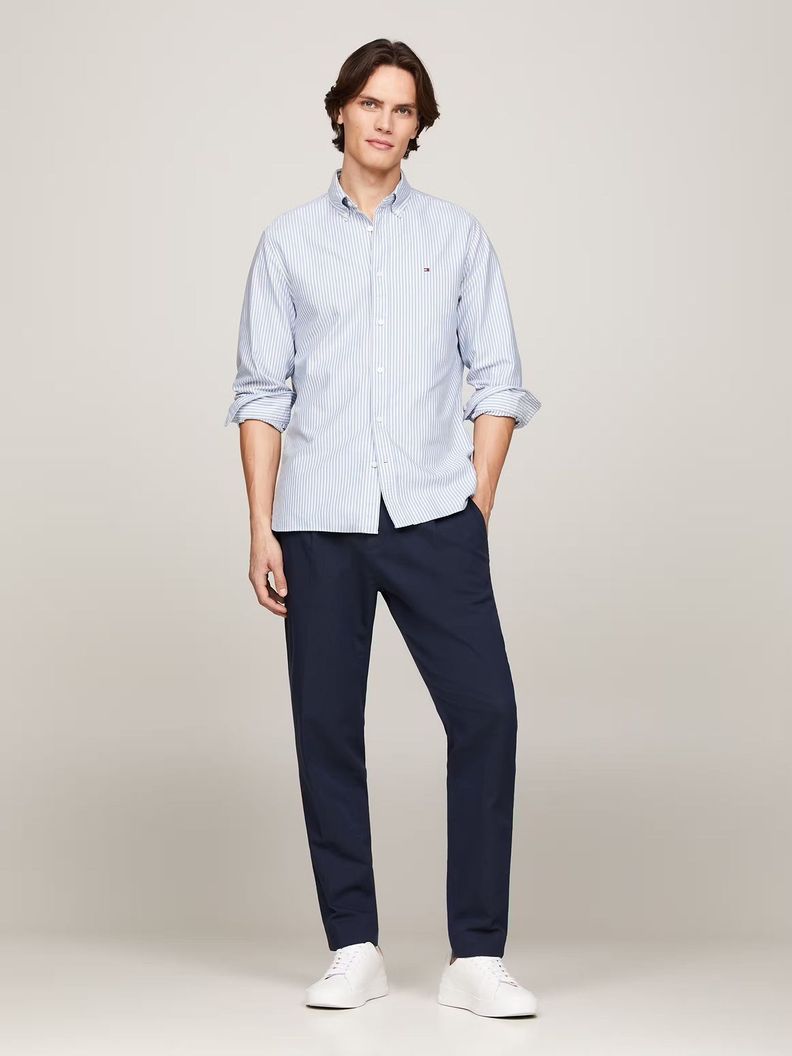 Camisa Heritage De Rayas Regular Fit Celeste Tommy Hilfiger-1