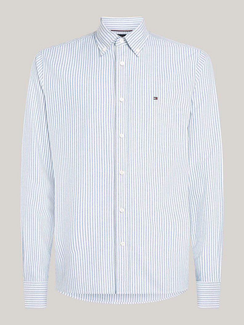 Camisa Heritage De Rayas Regular Fit Celeste Tommy Hilfiger-4