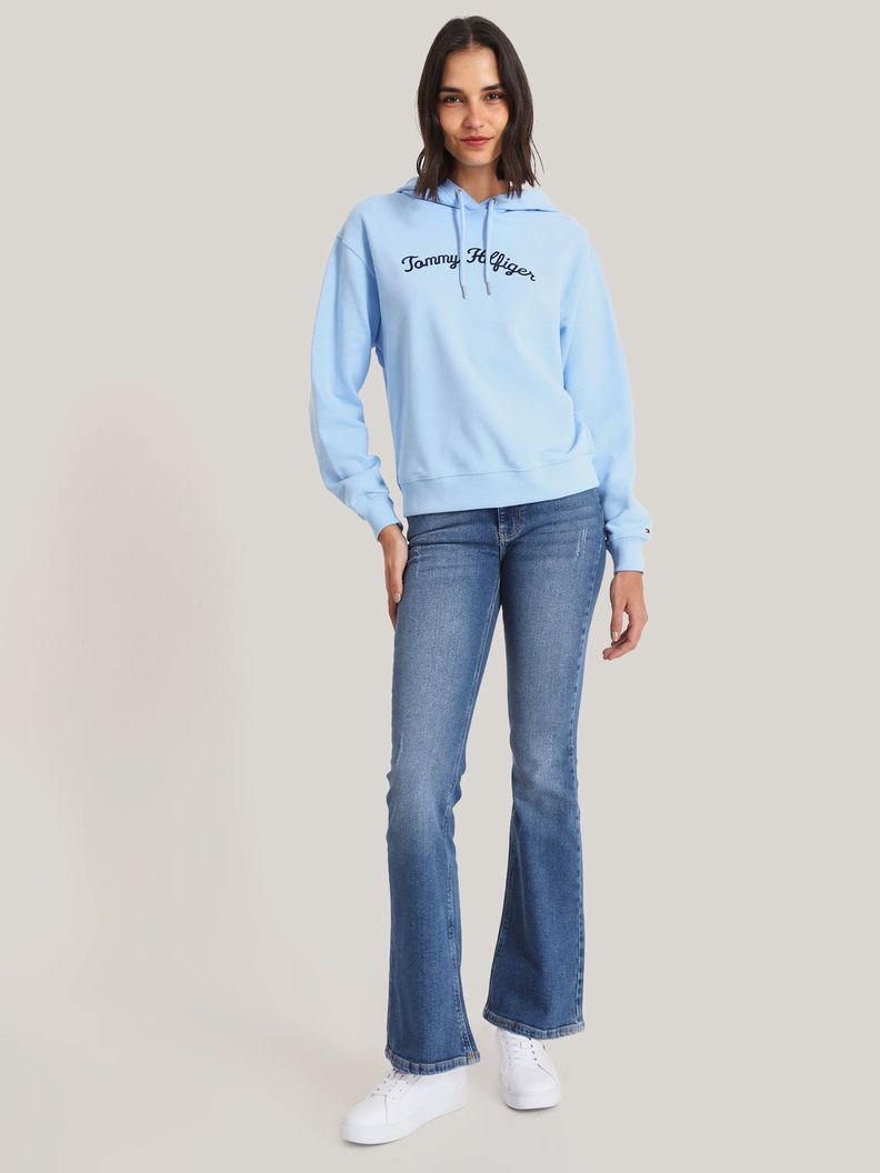 Polerón Hoodie C Logo Bordado Azul Tommy Hilfiger-1