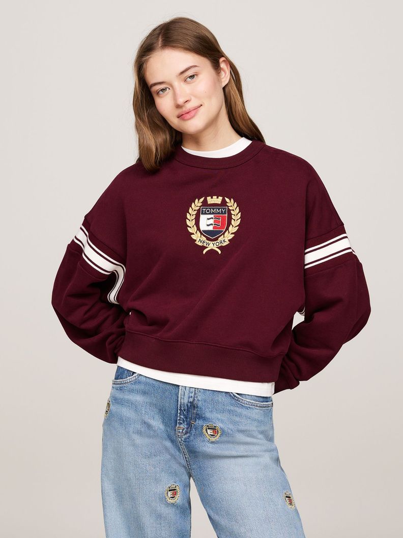 Polerón Crest Preppy Logo Burdeo Tommy Hilfiger-0