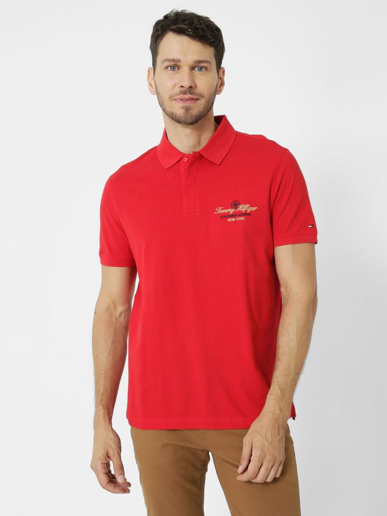 Polo Icon Con Logo Rojo Tommy Hilfiger-0