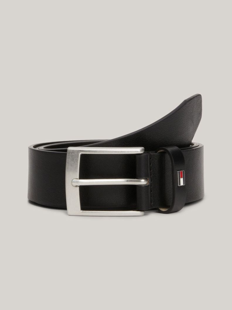 Cinturón De Cuero Liso Esmaltado Negro Tommy Hilfiger-0