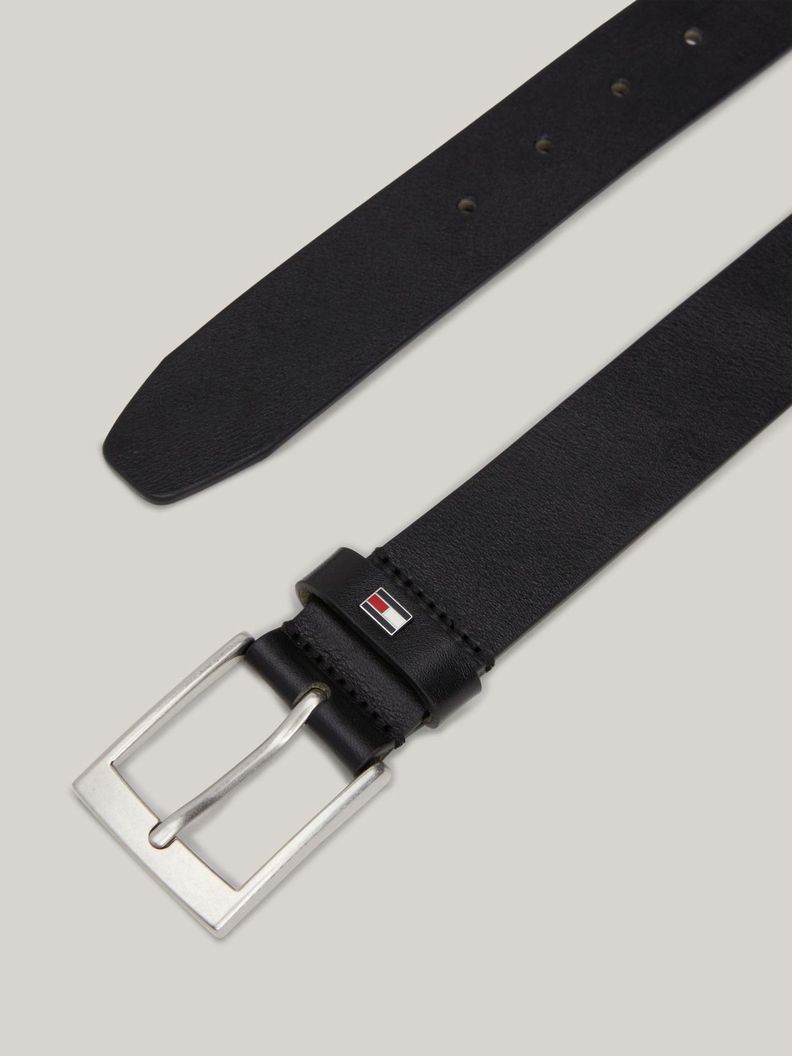Cinturón De Cuero Liso Esmaltado Negro Tommy Hilfiger-1
