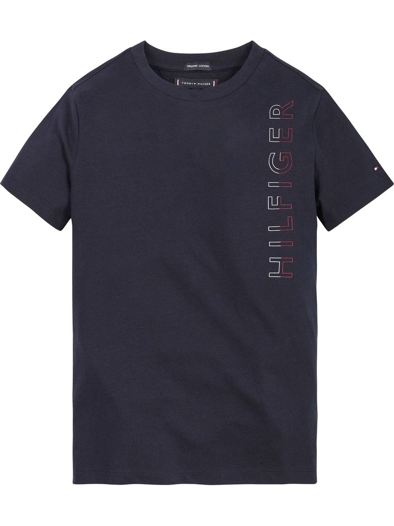 Polera De Niño Con Logo Vertical Azul Tommy Hilfiger-0