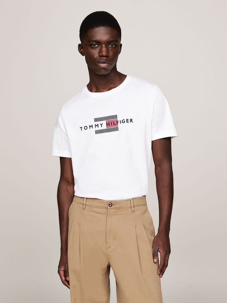 Polera Con Logo Flag Bordado Blanco Tommy Hilfiger-0