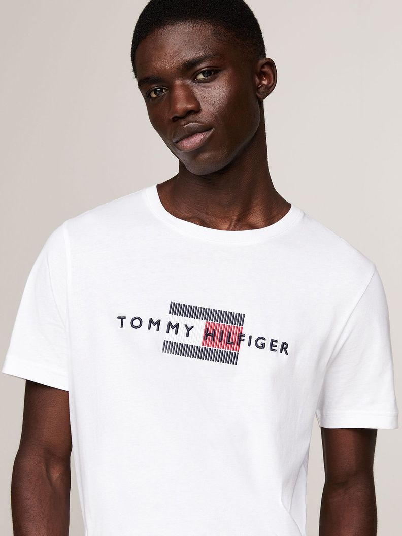 Polera Con Logo Flag Bordado Blanco Tommy Hilfiger-3