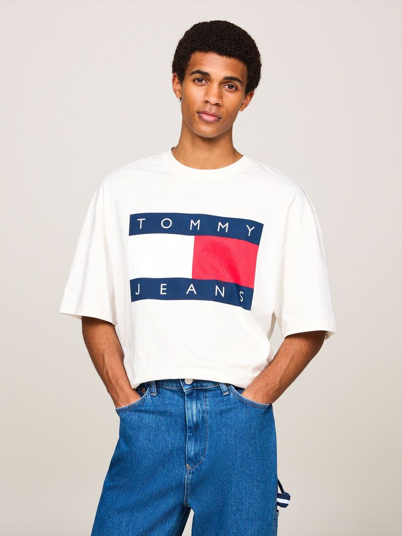 Polera  Oversize Parche Y Con Logo Blanco Tommy Jeans-0