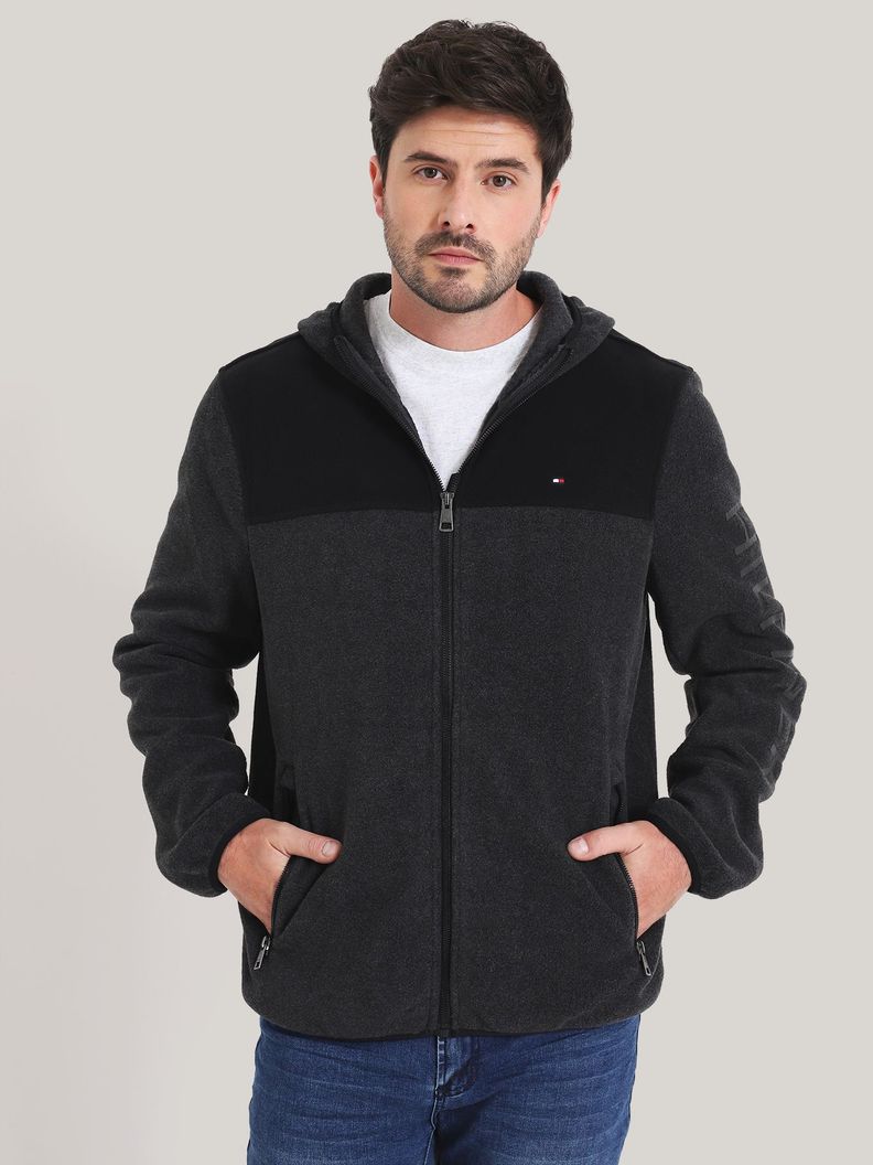 POLERÓN HOODIE DE POLAR CIERRE NEGRO TOMMY HILFIGER-0