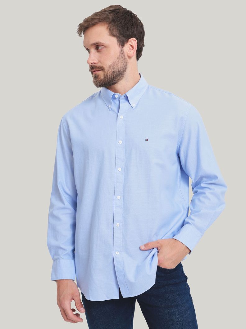 Camisa De Vestir Classic C Logo Celeste Tommy Hilfiger-0