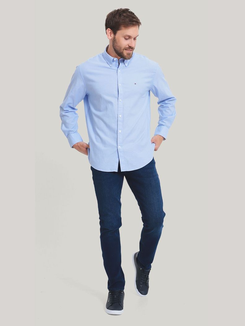 Camisa De Vestir Classic C Logo Celeste Tommy Hilfiger-2