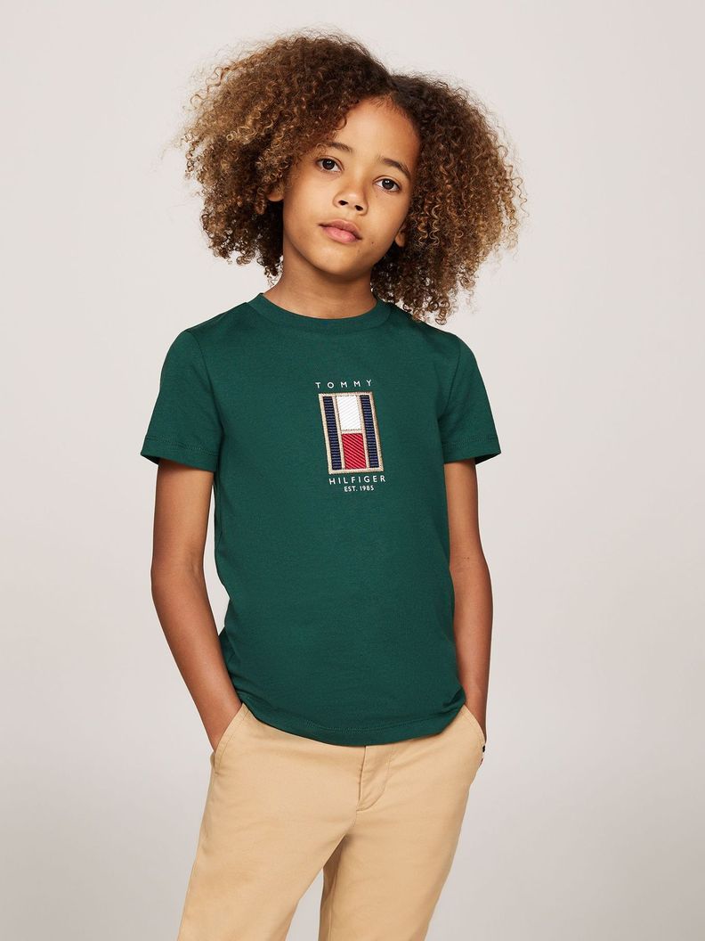 Polera Con Logo De Bandera Bordado Verde Tommy Hilfiger-0