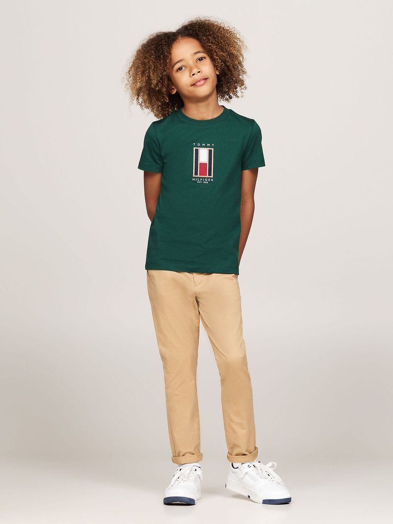 Polera Con Logo De Bandera Bordado Verde Tommy Hilfiger-1