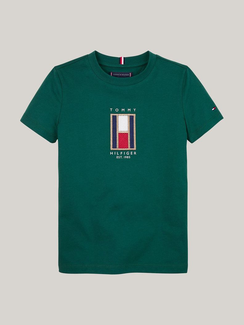 Polera Con Logo De Bandera Bordado Verde Tommy Hilfiger-4