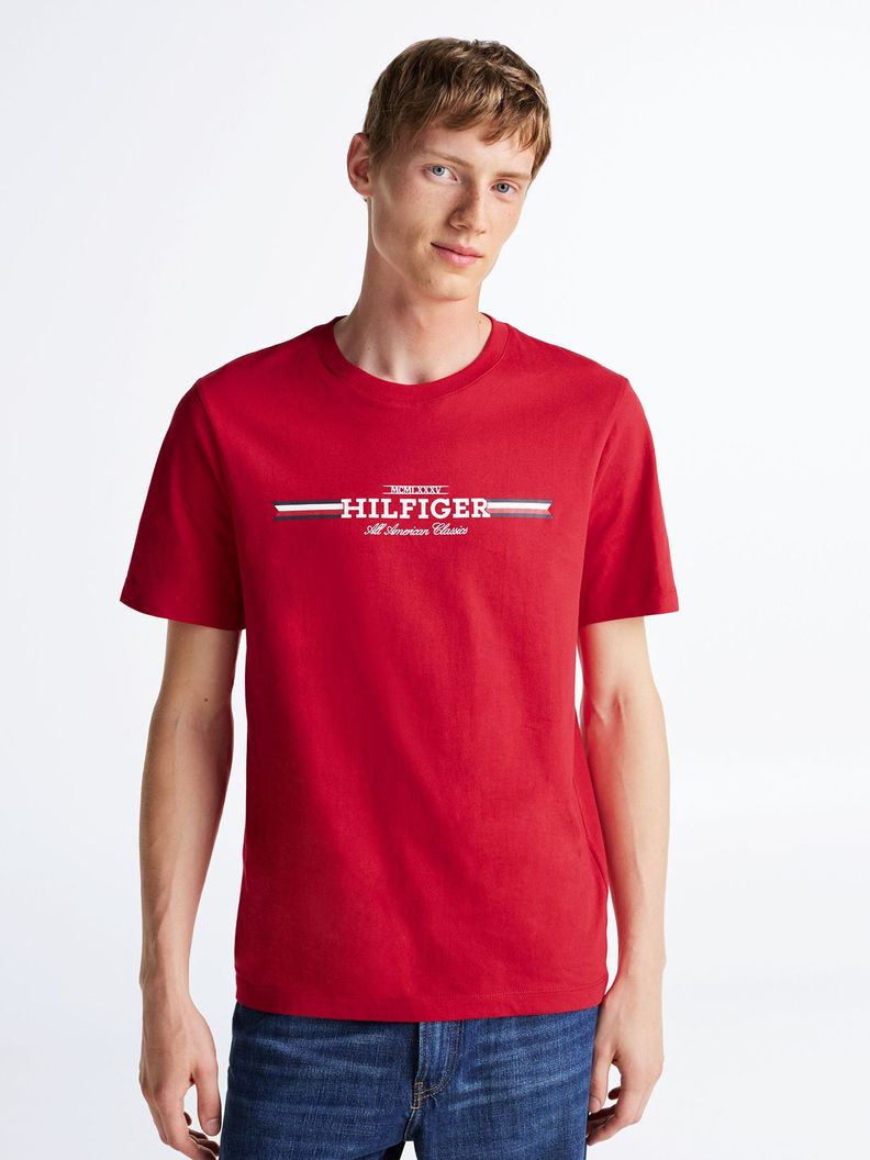 Polera Hilfiger Chest Stripe Logo Rojo Tommy Hilfiger-0