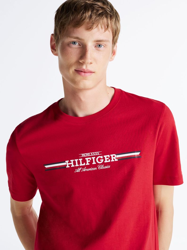 Polera Hilfiger Chest Stripe Logo Rojo Tommy Hilfiger-3