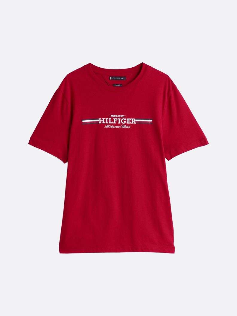 Polera Hilfiger Chest Stripe Logo Rojo Tommy Hilfiger-4