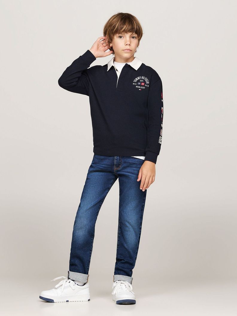 Jeans Rectos Desteñidos Azul Tommy Hilfiger-0