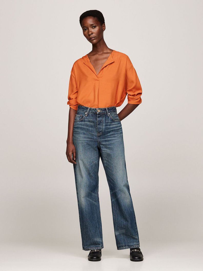Blusa Amplia Botón En Relieve Naranjo Tommy Hilfiger-1