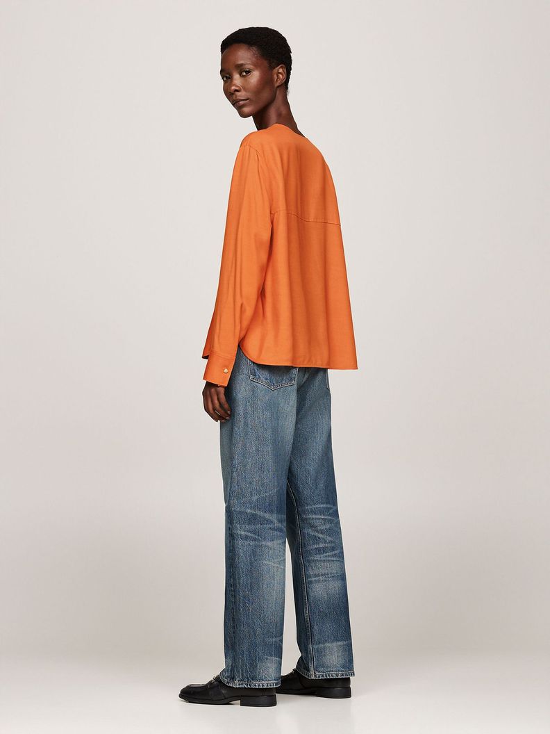 Blusa Amplia Botón En Relieve Naranjo Tommy Hilfiger-2