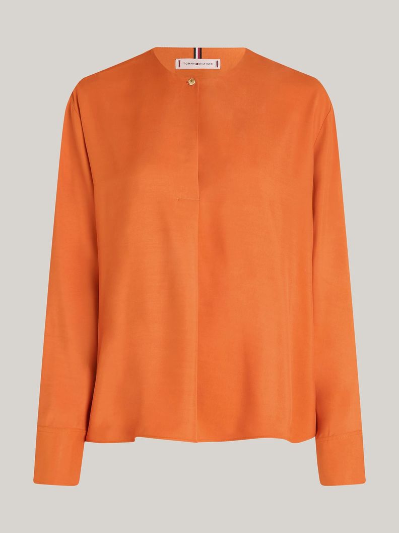 Blusa Amplia Botón En Relieve Naranjo Tommy Hilfiger-4