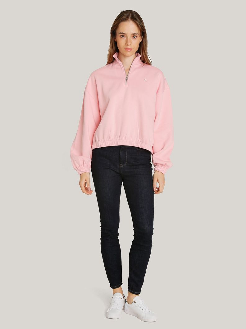 Polerón Cropped Con Cierre Rosado Tommy Hilfiger-1