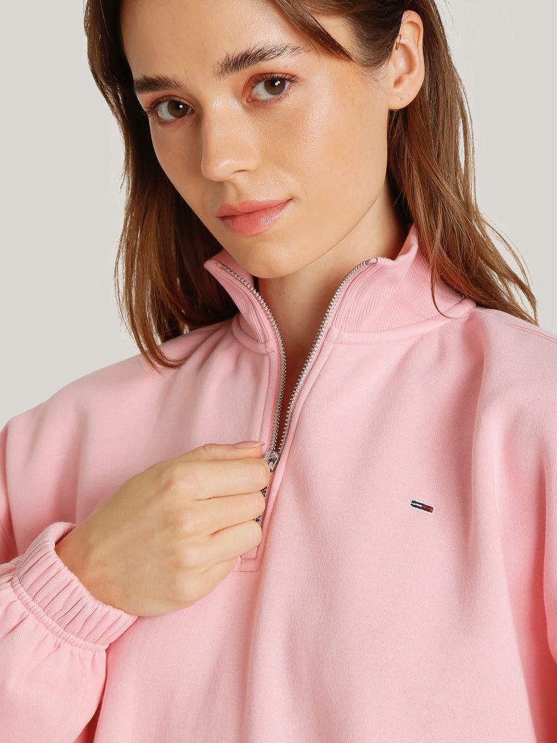 Polerón Cropped Con Cierre Rosado Tommy Hilfiger-3