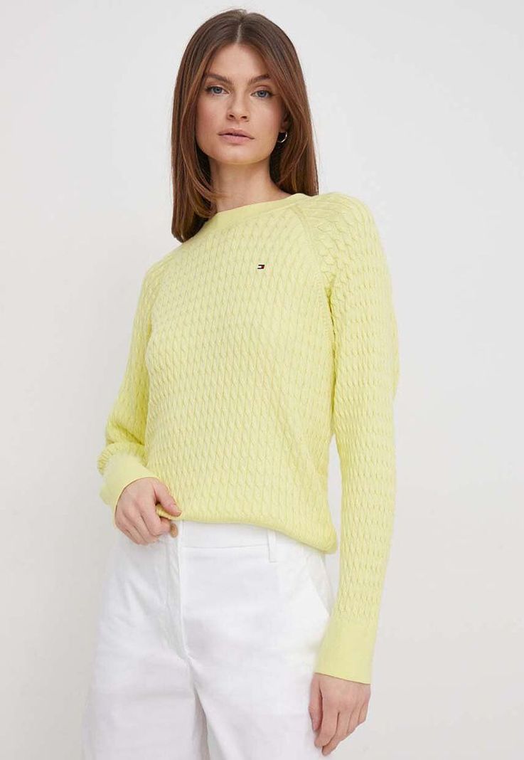 Sweater Relaxed Punto Trenzado Amarillo Tommy Hilfiger-0