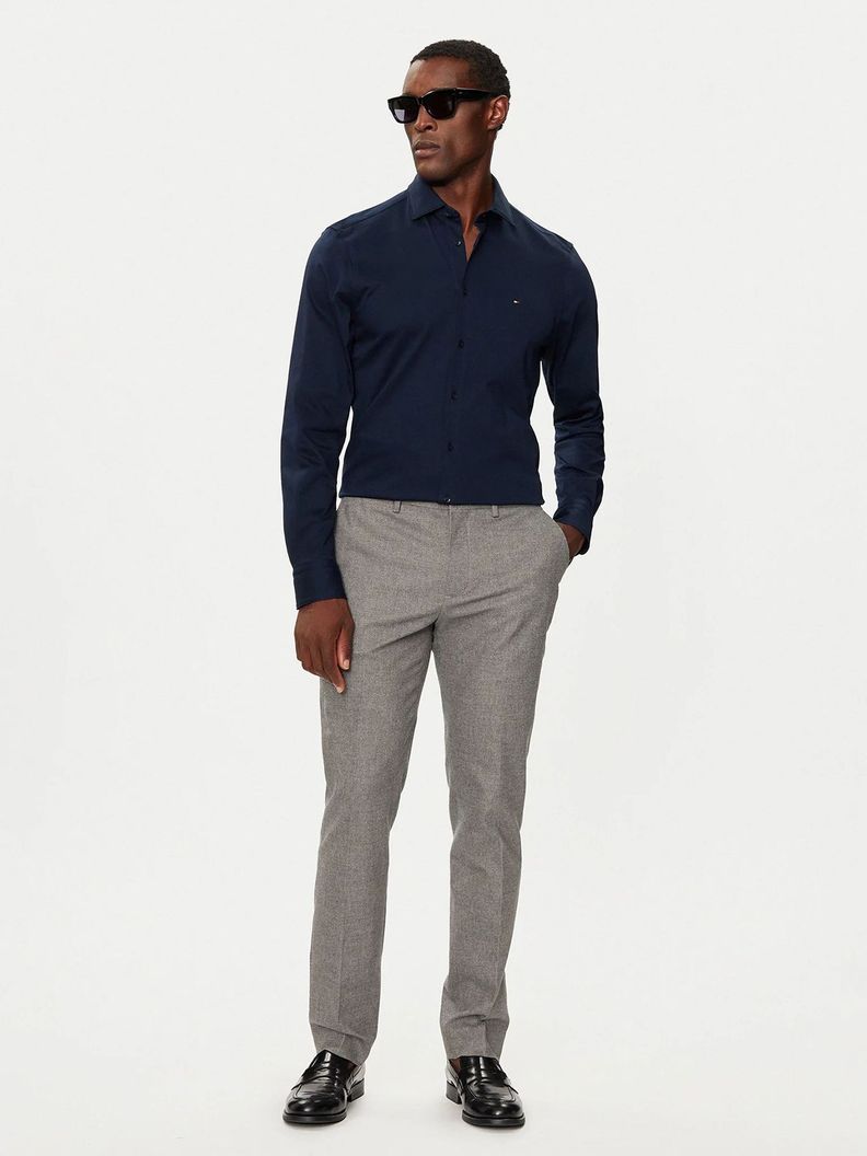 Camisa Solid Knitted Logo Slim Fit Azul Tommy Hilfiger-1