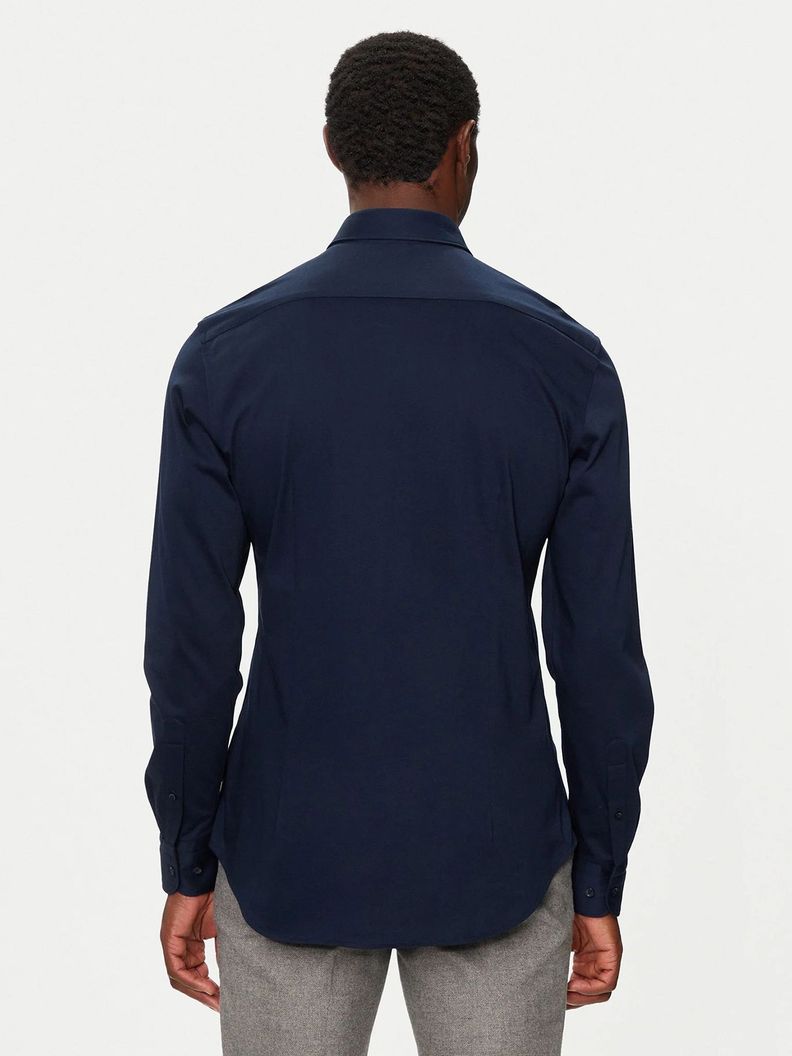 Camisa Solid Knitted Logo Slim Fit Azul Tommy Hilfiger-2