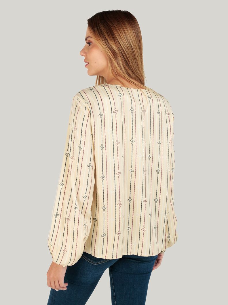 Blusa De Rayas Con Logo Beige Tommy Hilfiger-2