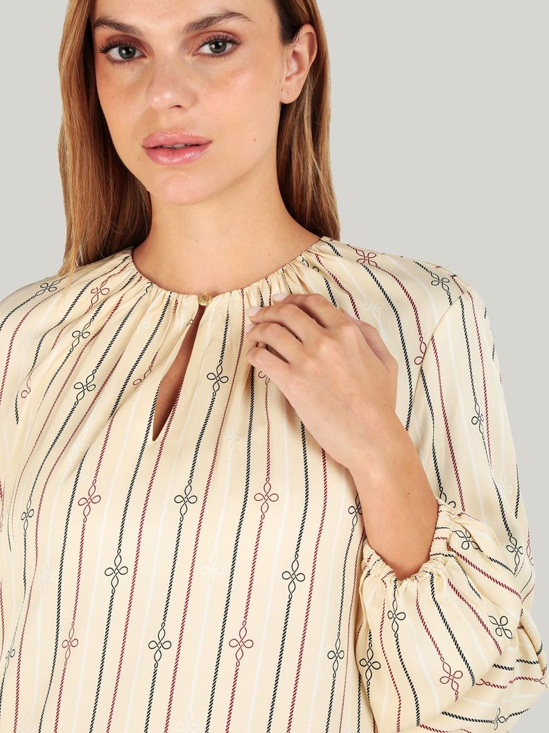 Blusa De Rayas Con Logo Beige Tommy Hilfiger-3